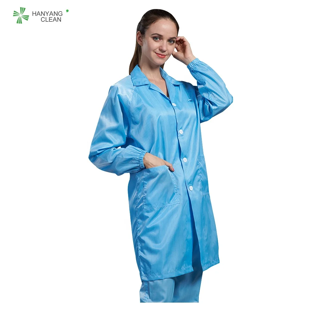 
Cleanroom antistatic sterile lab gown esd stripe smock uniform 