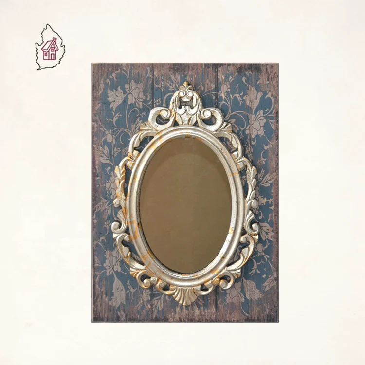 antique decorative oval wooden mirror frame for home decor