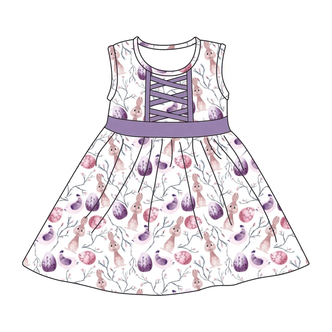 Liangzhe Fashion dress for girls Cute bunny Print sleeveless dress for kids designer clothing Summer 2024