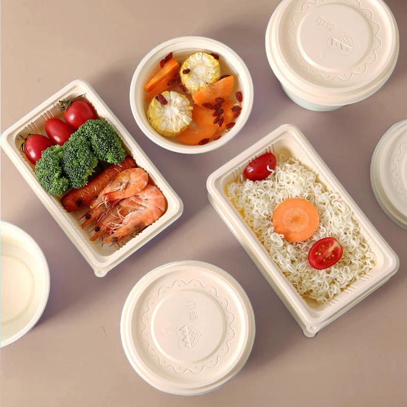 EcoNewLeaf 350ml Eco-friendly Corn Starch Disposable Soup Bowl Noodle Bowls Takeaway Food Container with Lid