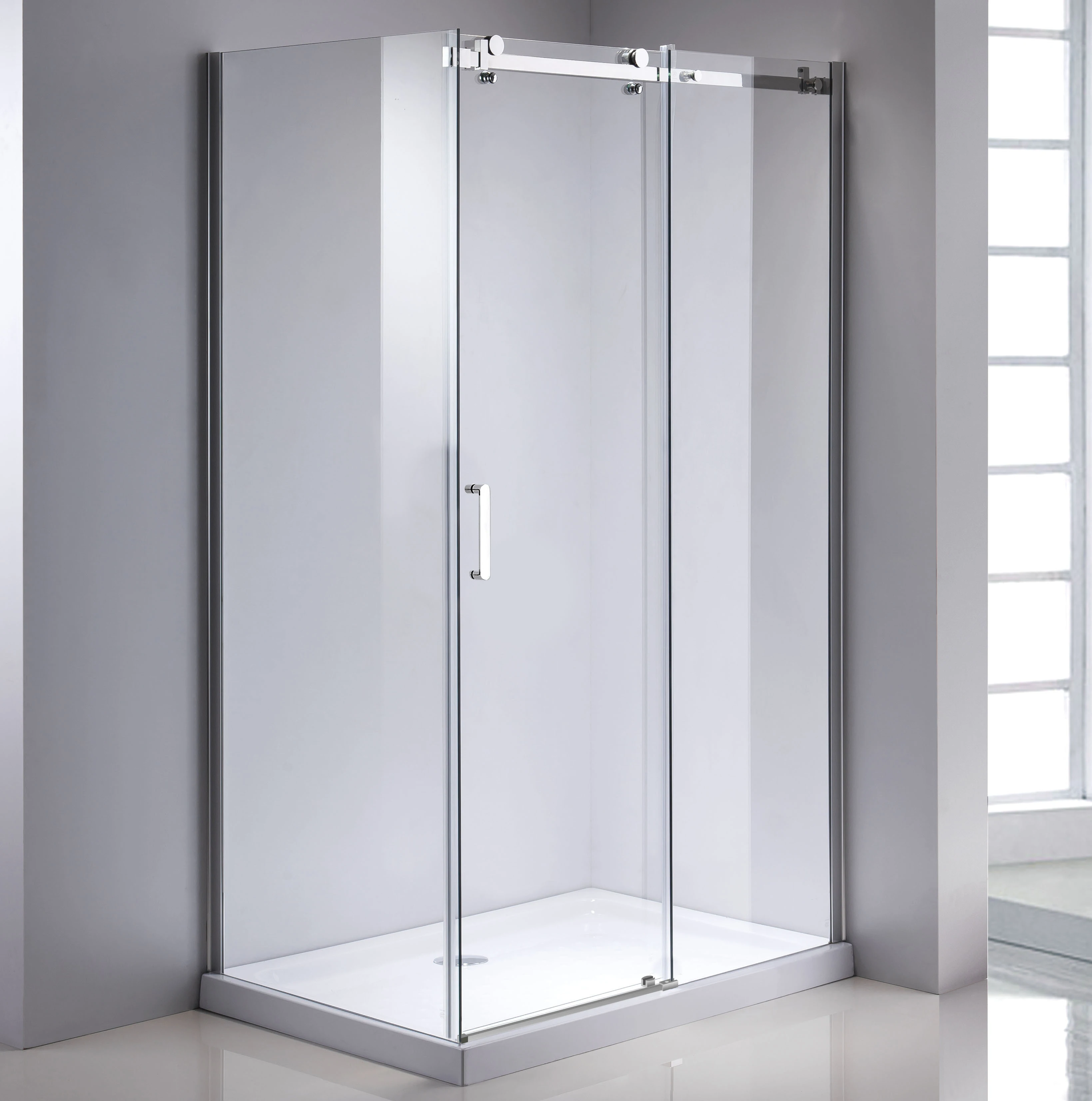 Frameless Shower Door With Big Rollers glass shower door bath cabin