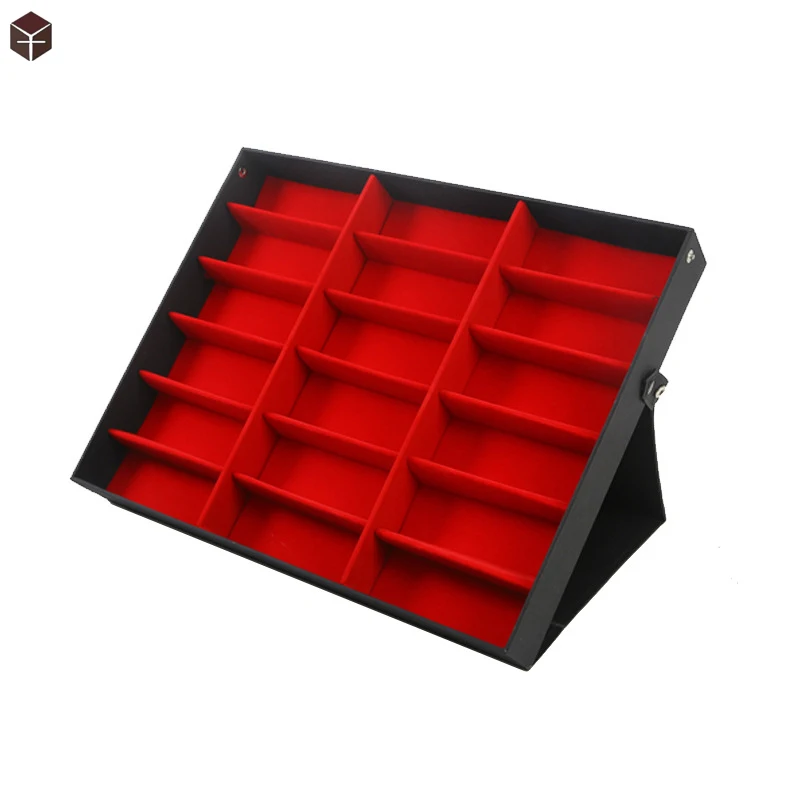 Wholesale 18 Slots Sunglasses Display Boxes Holder Eyewear Display Stand custom logo Eye Glasses Storage Box Cabinet