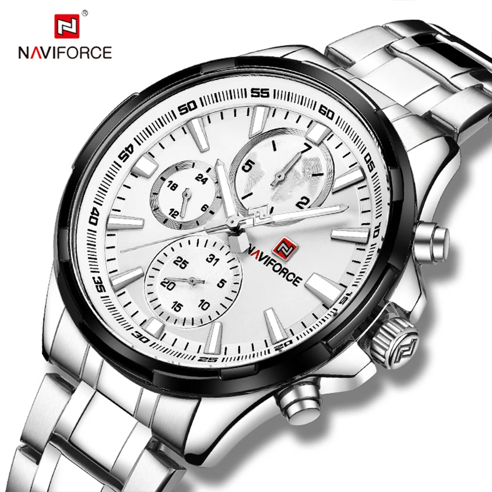 NAVIFORCE Luxury Waterproof Fashion Men Stainless Steel Japan movement couple watch