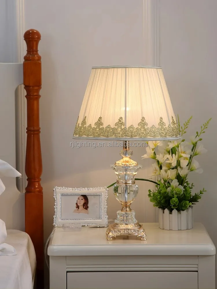 Table Lamp Fabric Lampshade Zinc Alloy Led Crystal European Room Designer Living Room Bedroom Decorative Luxury Romantic 10 90