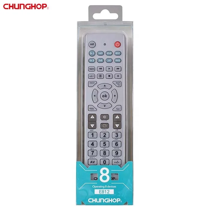E812 Home Devices 8 in 1 Audio Video Players DVD Satellite TV Receiver Remote Control with Learning