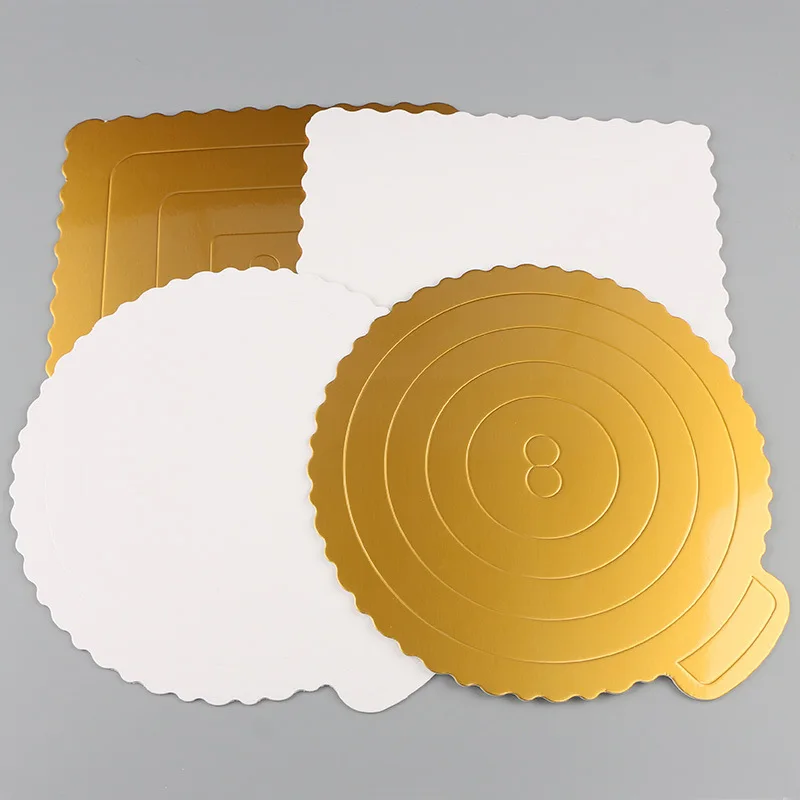Wholesale White Card Gold Thickened Base Birthday Cake Round Tray Hard Paper Mat Mousse Pastry 4/6/8/10/12 Inch