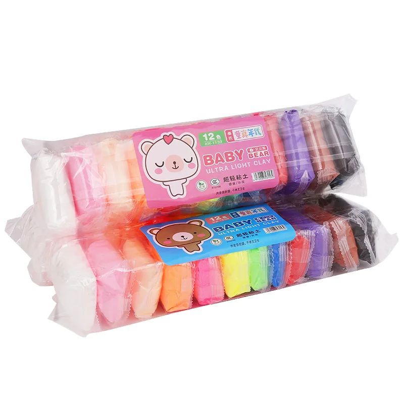Non toxic wholesale 12colors polymer air dry clay,soft soft super light clay with Sculpting Tools for Kids Beginners Artists (1600787396991)
