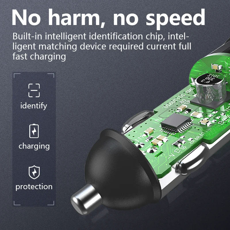  Автомобильное зарядное устройство USB быстрая зарядка QC3.0Mobile PD с 2 портами быстрое
