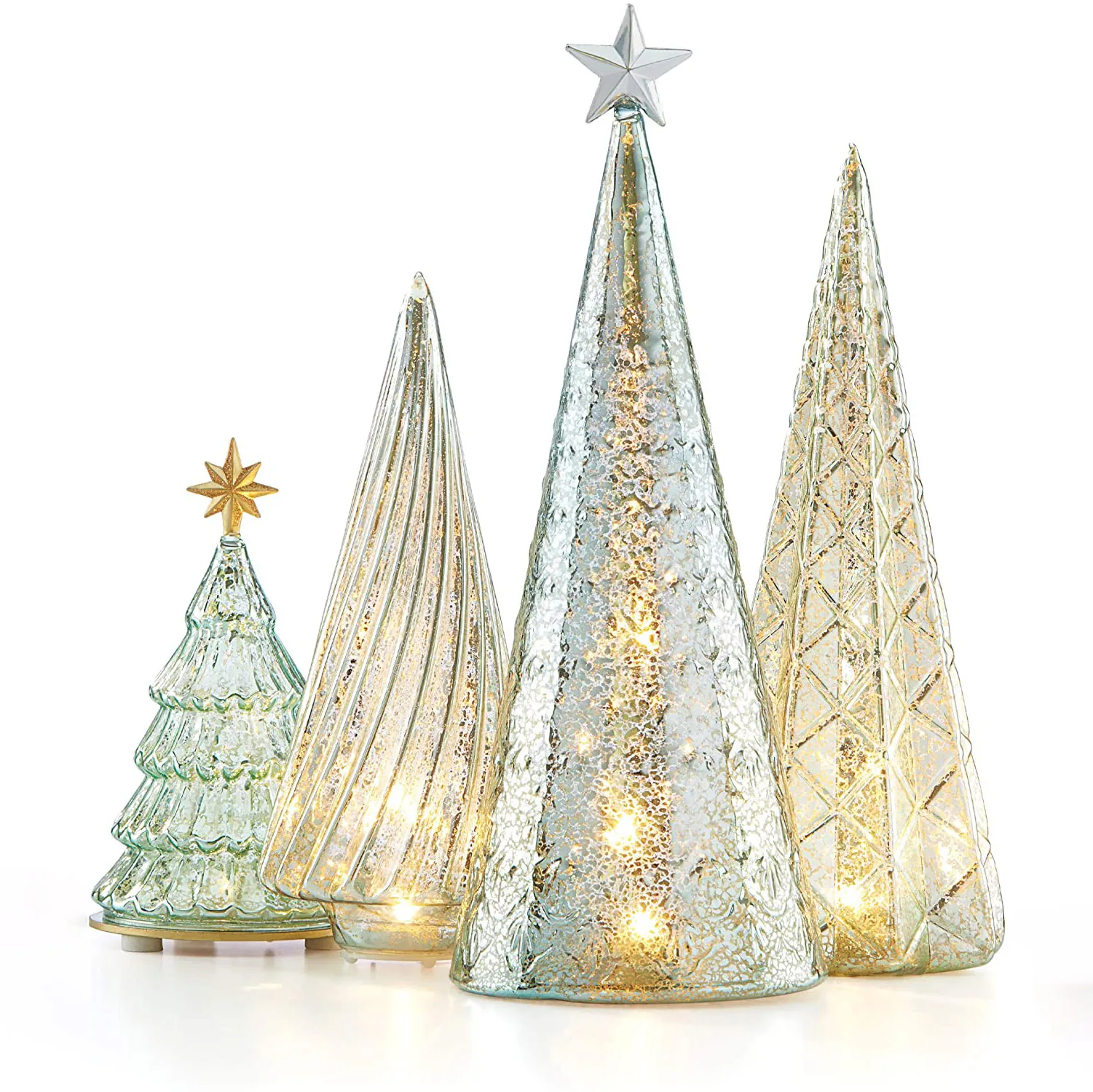 Праздничная Вечеринка Мини-освещенная стеклянная новогодняя елка на столе Экологически чистая