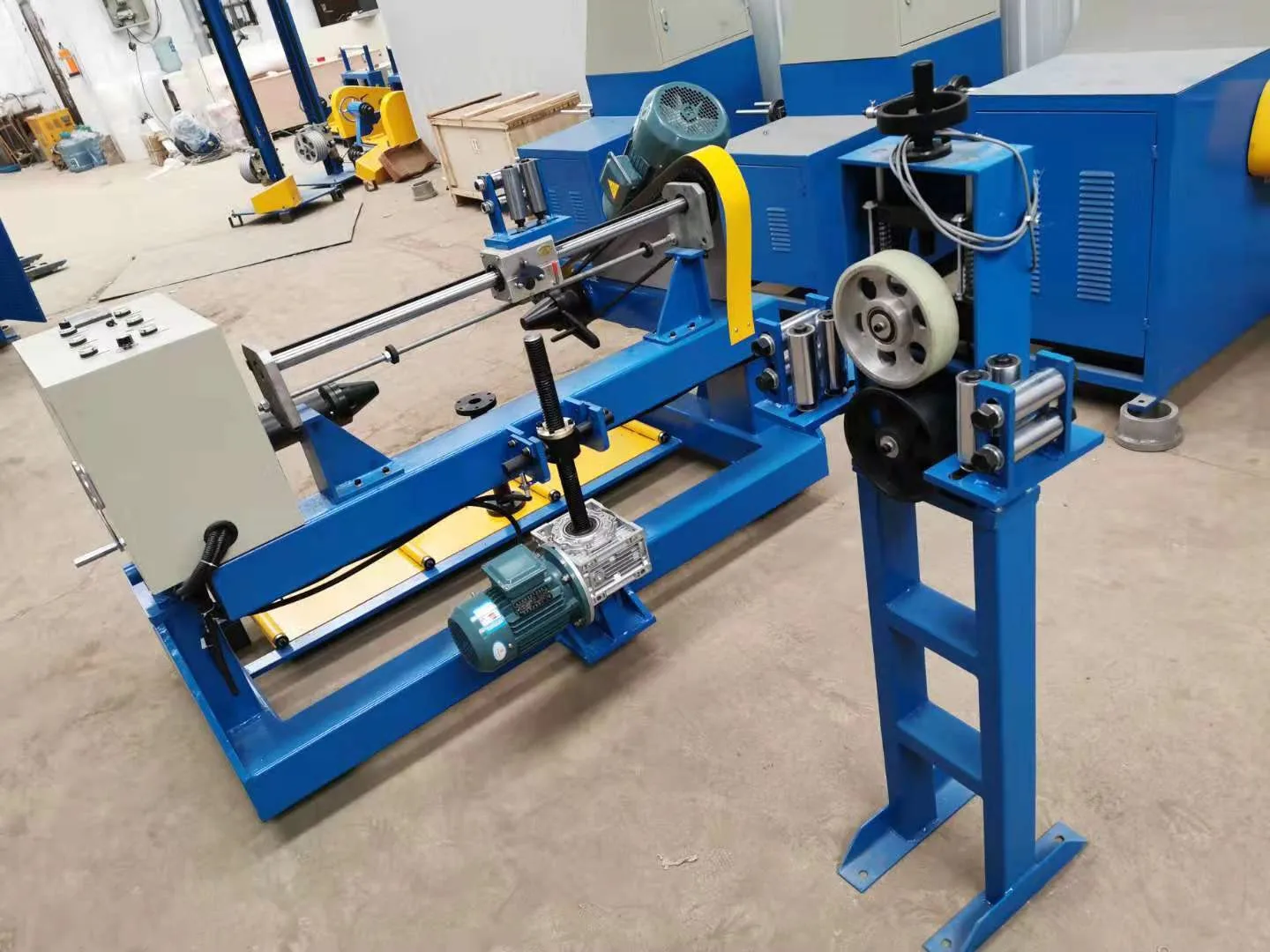 China Qipang TC1200mm spool winding machine large wire cable drum rewinding automatic take up machine with rolling ring drive