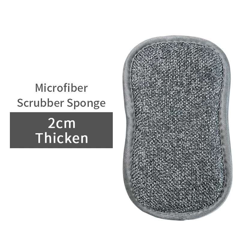 GREY microfiber cleaning dishwashing scrub sponge Kitchen Cleaning Sponge for dish clean microfiber microfiber 8-shaped sponge