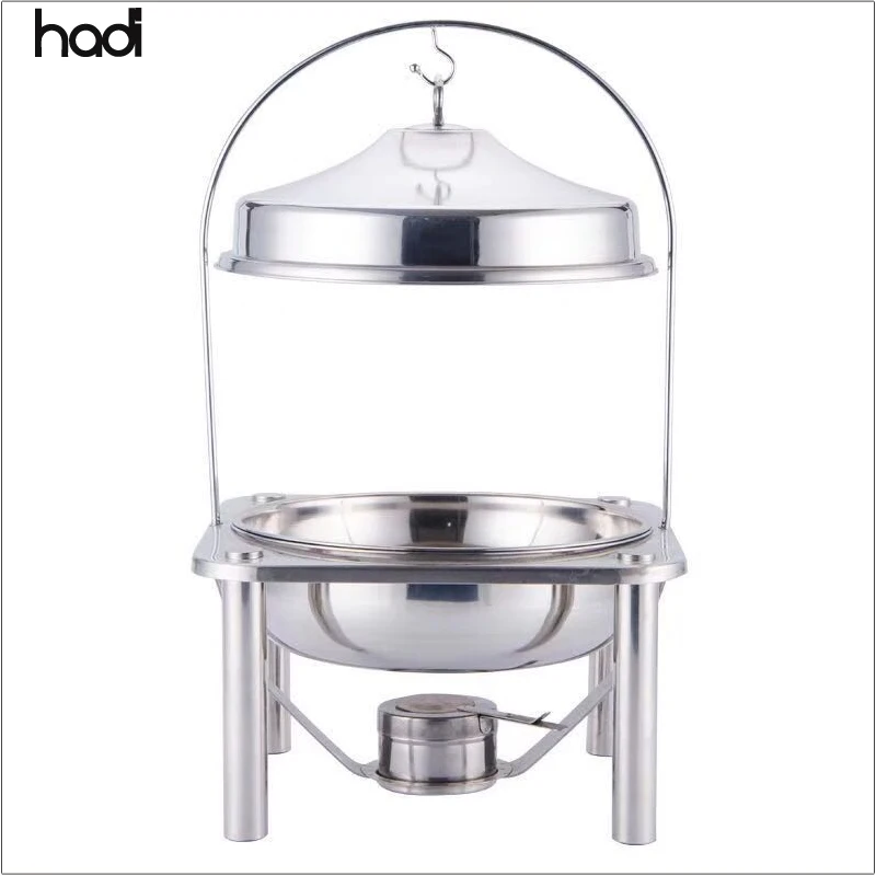 HADI stainless serving chafing dishes buffet stove set fancy gold food dome round chafing dish buffet hanging cover