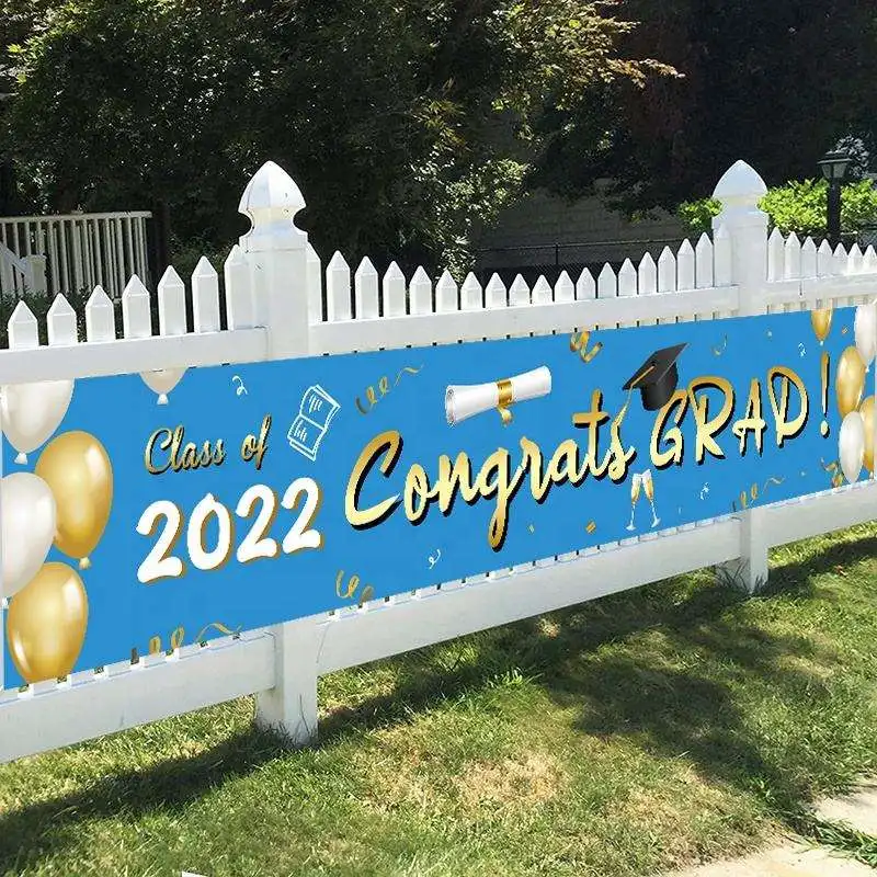 Graduation Season Theme Digital Printed 50CM x 300CM Courtyard Garden Banner Cartoon Patterned for Education