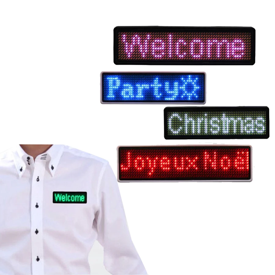 Беспроводной светодиодный значок с именем перезаряжаемый мобильный телефон программируемый движущийся текст Мигающий Магнитный цена светодиодная бирка именами