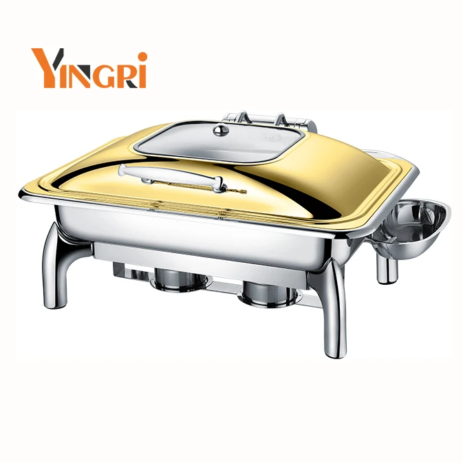 Party Wedding Restaurant Hotel Buffet With Luxurious gold chafing dishes fuel Arc Cover Stove Heating Device chafing dish