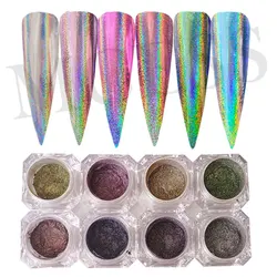 Brand MCESS bulk purple holographic lasts chrome french nail powder kit on dip nails