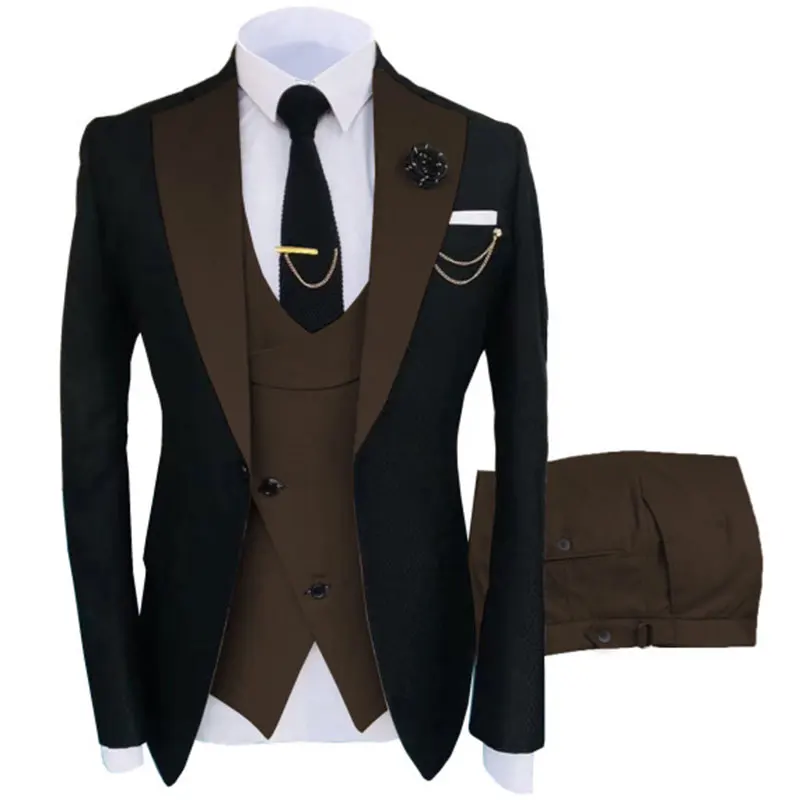 Custom Groom Wedding Suits Mens Slim Fit Blazer Set , Men Business Jacket Pants Vest Classic Men Suit 3 Pieces Arket Blazer