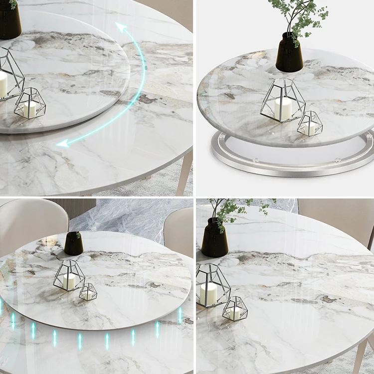 wholesale minimalist new style round dining table set 6 chairs dining room set dining room furniture for hotel