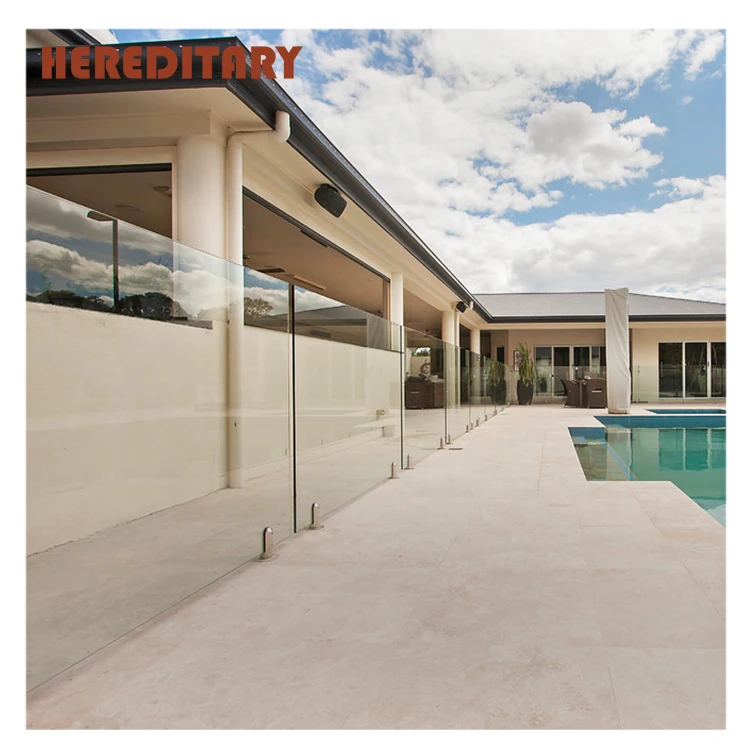 Outdoor glass railing swimming pool frameless glass fence duplex 2205 304 316 stainless steel spigot clamp