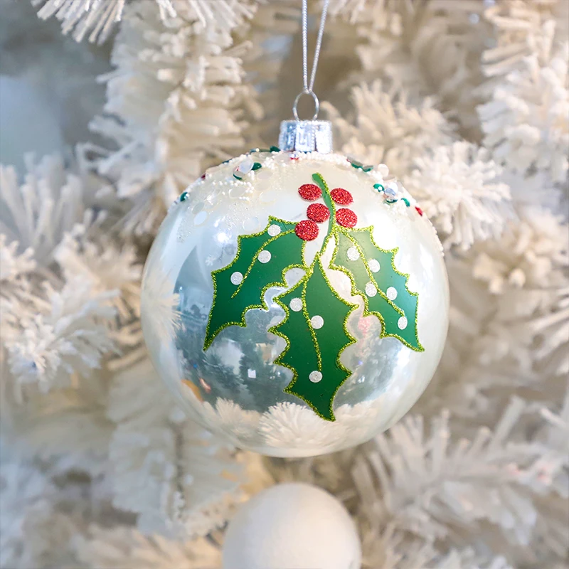 2024 Wholesale Custom Design 8cm Ornaments 6pcs Decorating Christmas Baubles Glass Christmas Ball For Xmas Tree Decoration