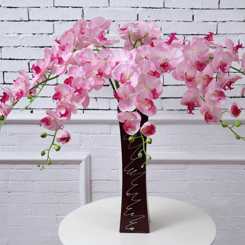 Оптовая продажа на заказ, горячая Распродажа, свадебное украшение для дома, 9 головок, фаленопсис, разноцветный искусственный цветок