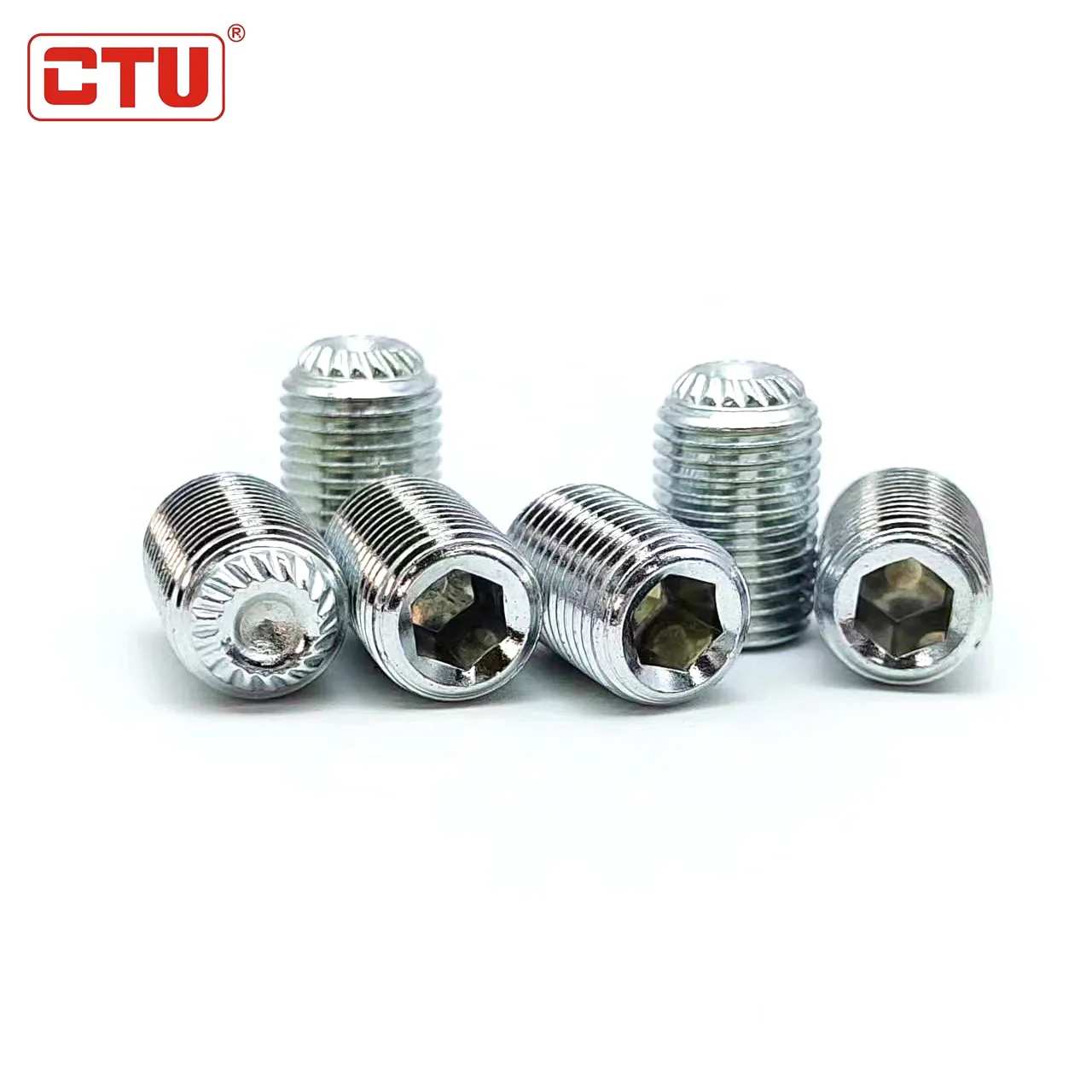 factory  alloy steel socket set screw with cup point 45H grub 12.9 DIN916K  M3-M16 fine thread with knurl