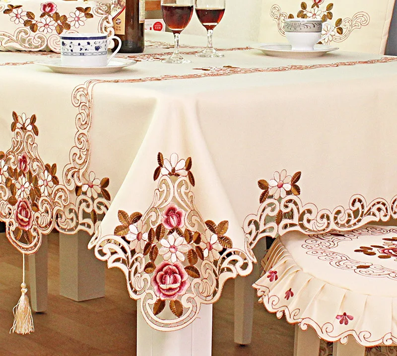 Multi-size European Style Embroidered Simple Table Cloths for Rectangular Polyester Table Cloth