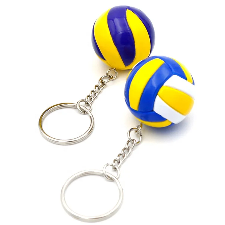 Cheap mini sports souvenir gifts keychain custom volleyball shape print logo ball keychain wholesale
