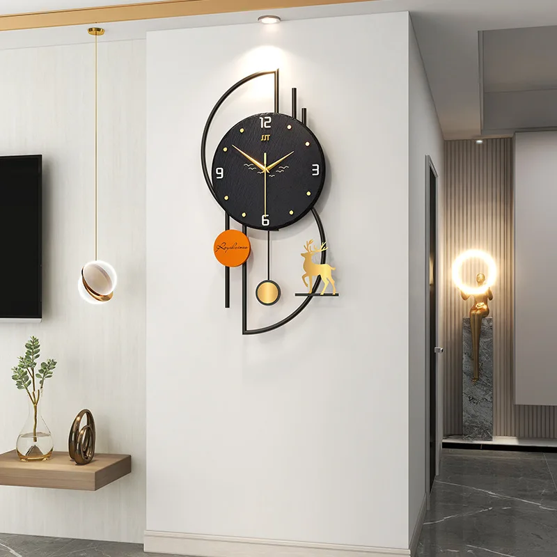Creative  European Style Light Luxury Metal 3d Fashion Large Wall Clock Home Decor For Bedroom