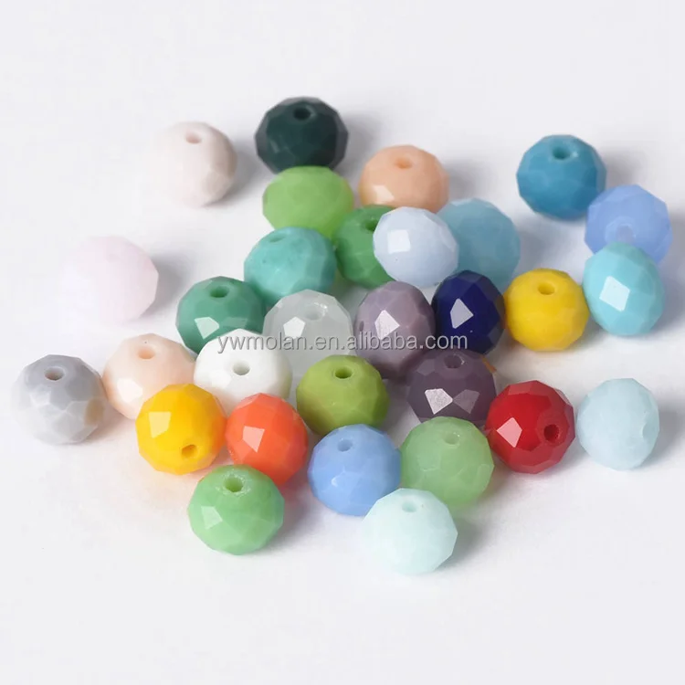 Rondelle Faceted Czech Crystal Glass Solid Color 3x2mm 4x3mm 6x4mm 8x6mm 10x7mm 12x8mm Loose Spacer Beads for Jewelry Making DIY