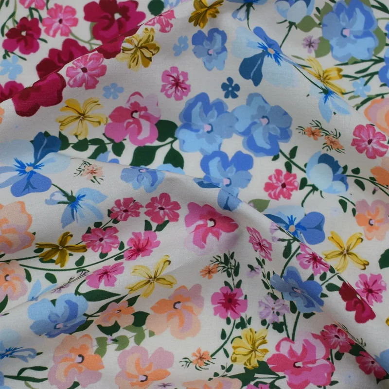 Low moq custom digital printing wholesale London lawn tana lawn high quality 100% flower cotton printed fabric floral for dress