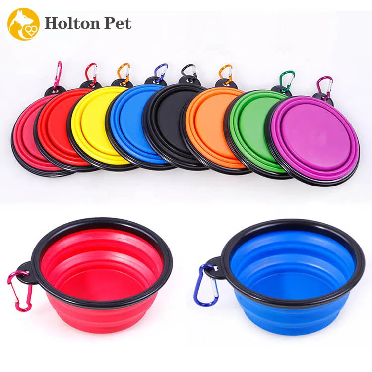 Eco Friendly Silicone Travel Portable 380-1000 ML Drinking Water Feeding Food Pet Feeder Custom Folding Collapsible Cat Dog Bowl
