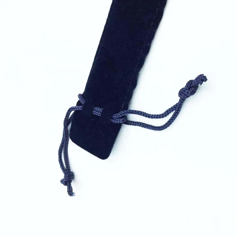WHOLESALE GIFT bag logo and color customize black suede velvet drawstring pouch bag for pen
