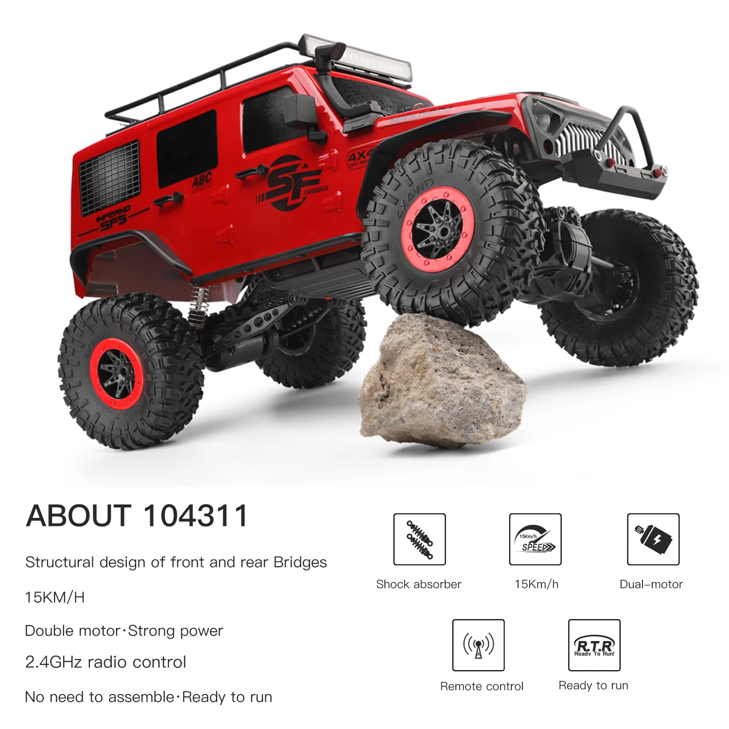 WL 104311 1/10 Remote control off-road Rock track vehicle 2.4G electric four-wheel drive two-bridge remote control vehicle