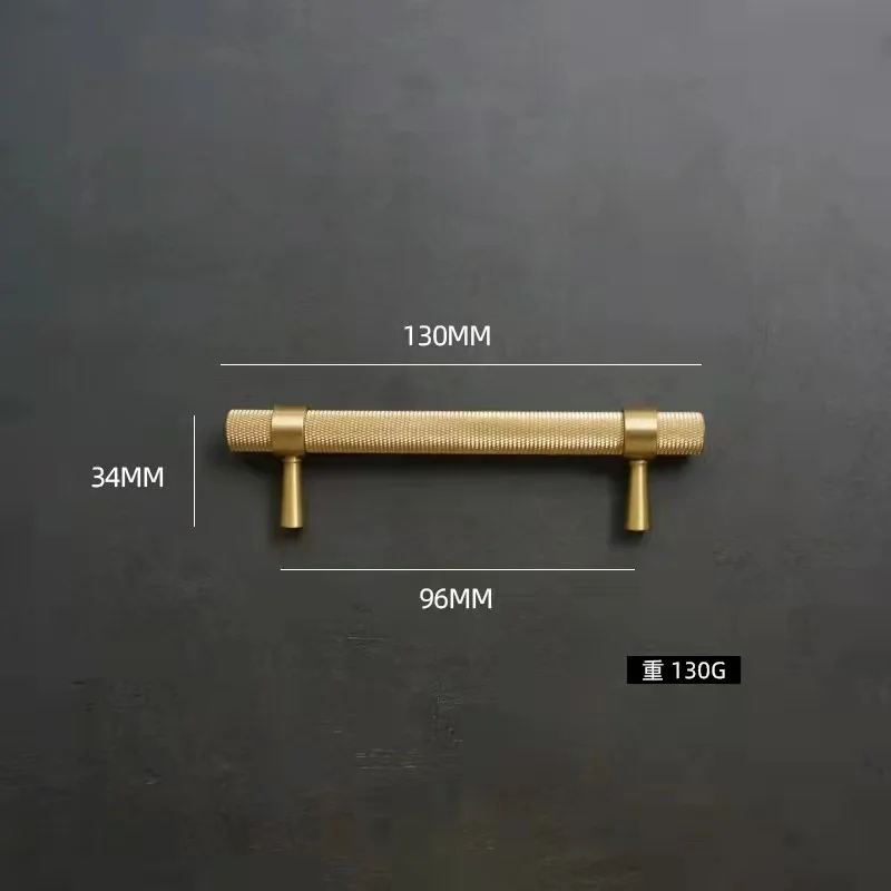 Europe American style decorative knurled solid brass ring leg furniture cabinet T bar brass cupboard wardrobe handle