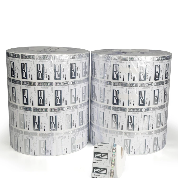 Custom Hot Stamping 2d/3d  Long Hologram Laser Sticker Label Holo Graphic Security 10ml Vial Bottle Labels for Anabolic