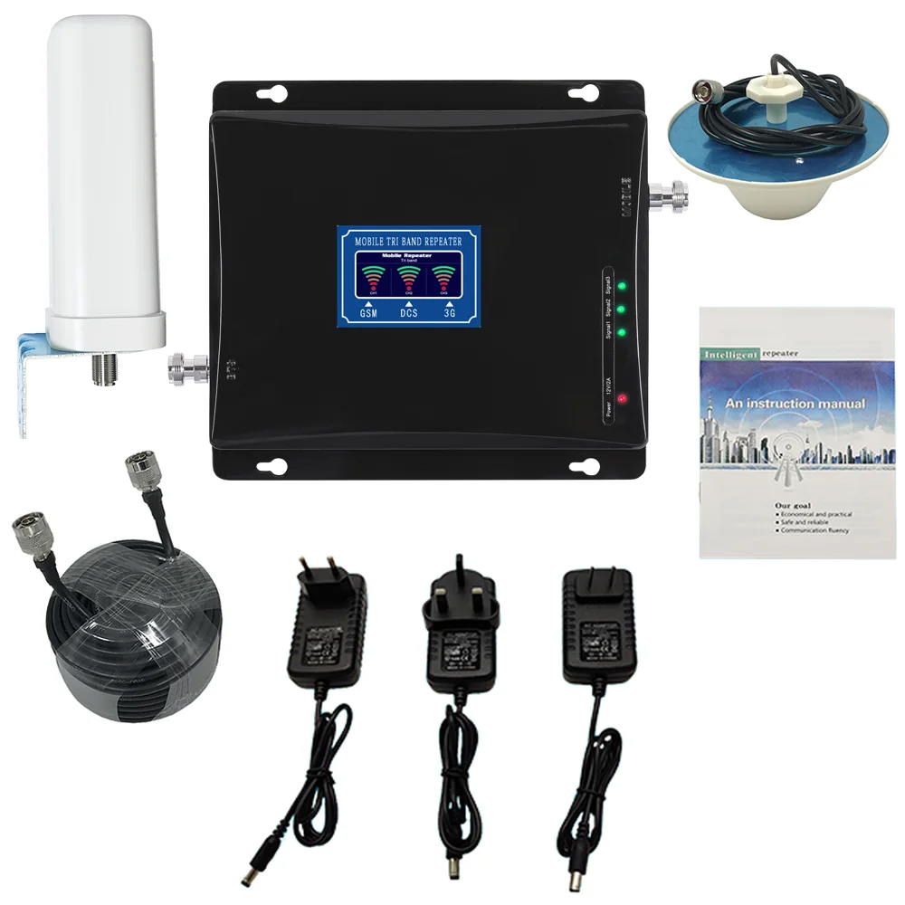 Ex Factory Price Tri Band 900 1800 2100 GSM WCDMA DCS 2G 3G 4G Mobile Phone Signal Amplifier / Repeater / Amplifier