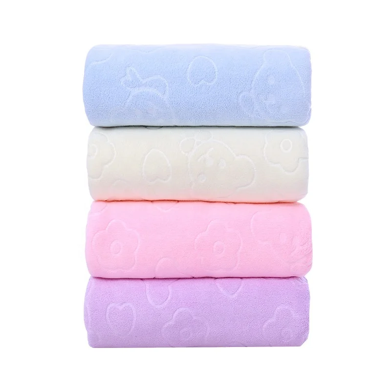 Microfiber Polyester Embossed Bear 28*55 Inch Bath Towel Quick Dry Soft Absorbent Bear Cartoon Towels