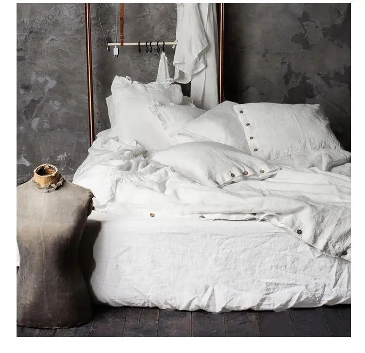 
Linen Sheet Sets Home Fiber Bed Sheet Set Solid Color Comforter Bedsheet Bedding Set 