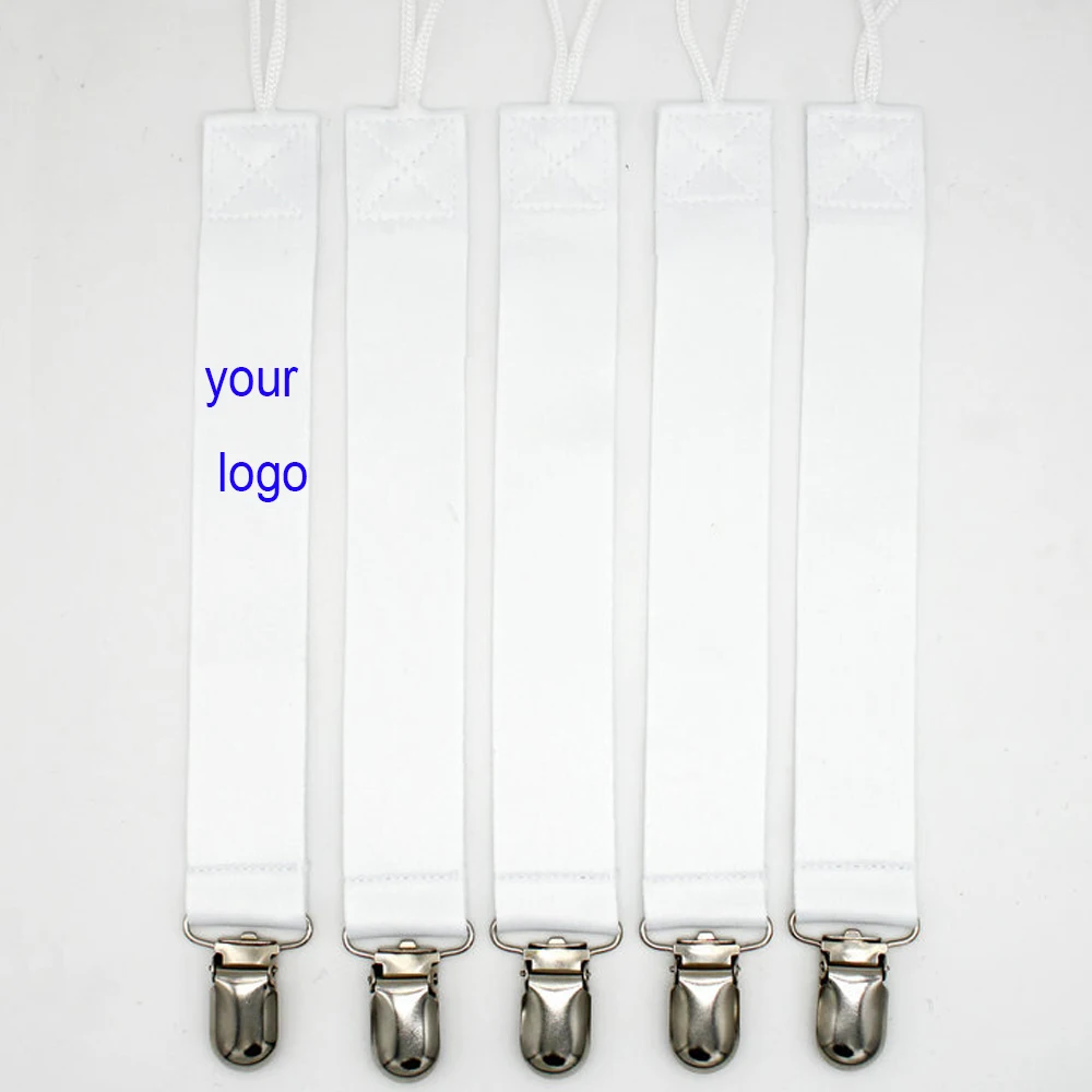 White Polyester Sublimation Blank Printable Pacifier Clips For Gifts