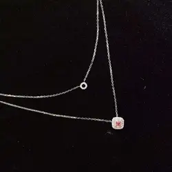 Personalized custom jewelry fashion natural pink diamond choker necklace18k gold multilayer necklace for wholesale