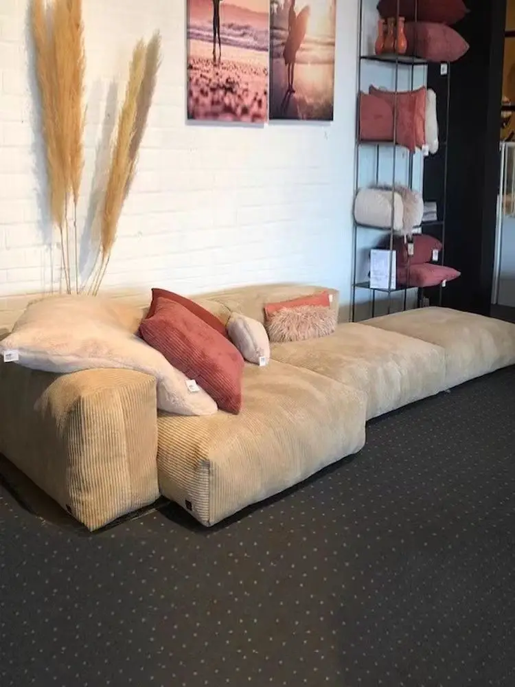 Corduroy sofa living room 2024 new wabi-Sabi cloth art double cream wind small household tofu block