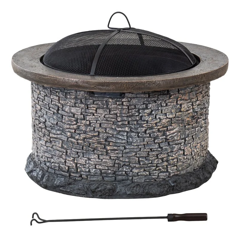 
Outdoor Garden Stone 32 in. Round Wood Burning Fire pit 