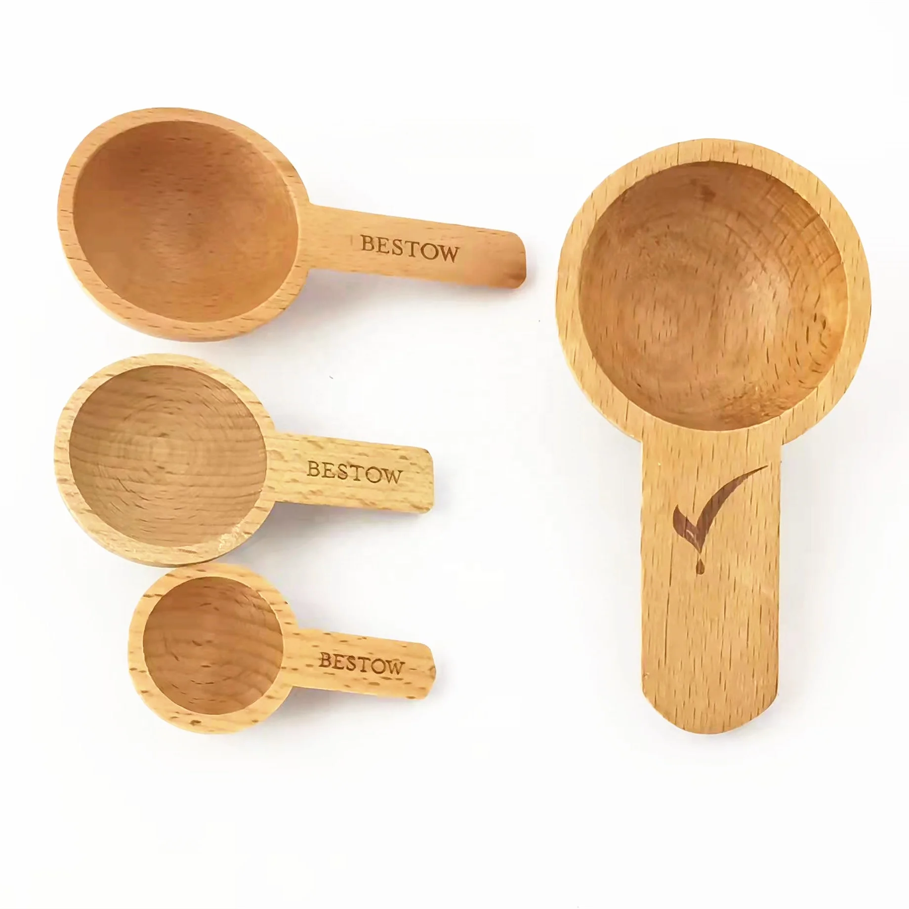 2022 Eco-Friendly Wooden Bamboo Measuring Cup Spoon Tea Scoop 5ml 10ml
