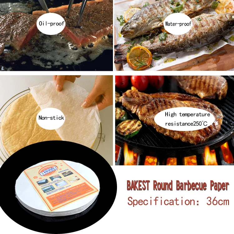 Bakest Factory Wholesale  Baking Oil Paper 500 pcs/bag Round BBQ Barbecue Oil-proof  Food Grade  Grill White Paper