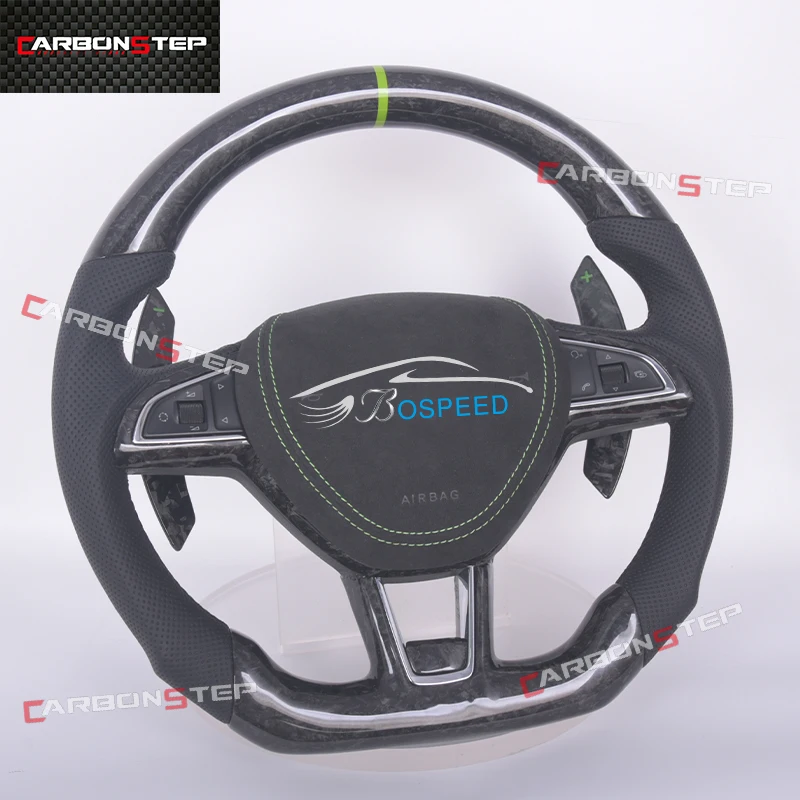 Interior Accessories Leather Forged Carbon Fiber Steering Wheel For Skoda Superb Combi Scala Kamiq Octavia Rs 245 Rapid Spacebac