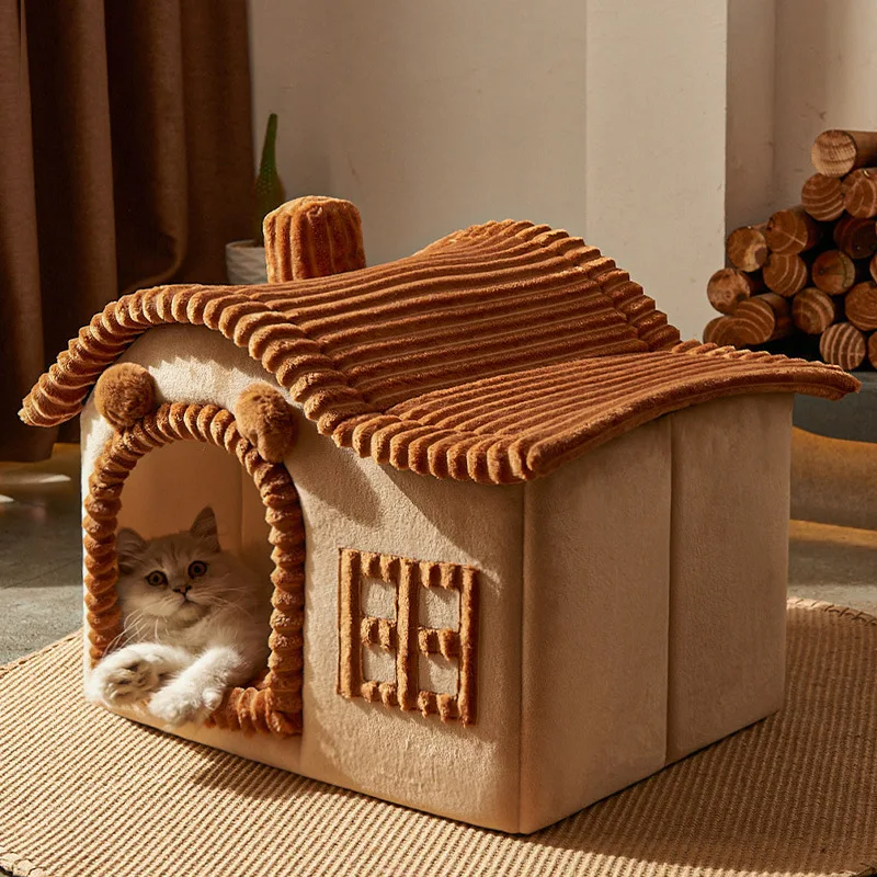 Cat bed warm four seasons universal winter cage villa house type closed cat bed winter dog bed cat supplies