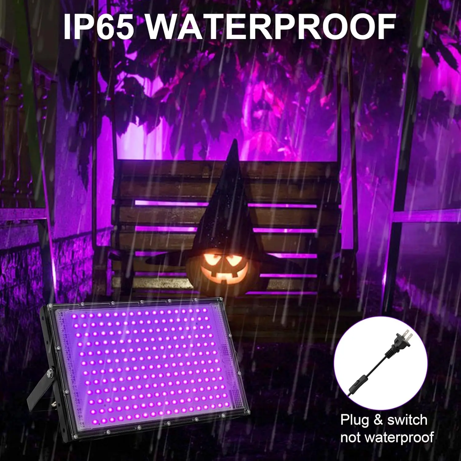 300W LED UV Lights for Glow Party 110V 220V Waterproof Blacklight Floodlight 395nm Spotlight Purple Lamp for Halloween Decor