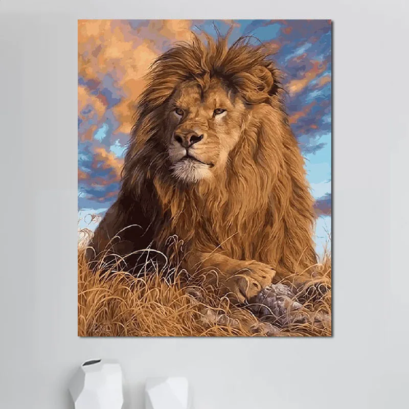 Современные животные холст искусства Гостиная Холст Искусство Лев масляная живопись
