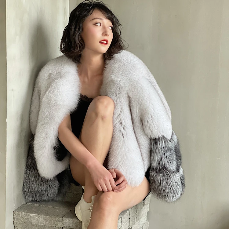 7165# 2023 women new fashion fox fur coat warm real mink fur coat for winter luxury fur coats for ladies women streetwear